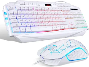 Gaming Keyboard and Mouse Combo, K1 RGB LED Backlit Keyboard with 104 Key for PC/Laptop(White)